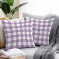thumbnail image 2 of Throw Pillow Covers 18x18 Inch Set of 2, Purple Checkered Waterproof Outdoor Pillow Covers, Farmhouse White Buffalo Plaid Decorative Cushion Pillowcases for Couch, Sofa, Bed, Garden, Patio, 2 of 9