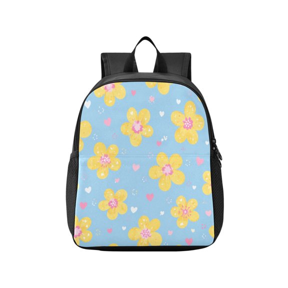 Toddler Backpack Youth Yellow Flower Pattern Waterproof Lightweight Backpack Casual Mini Daypack for Daycare & Travel