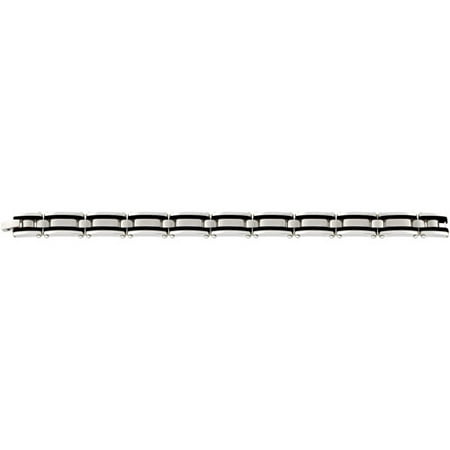 Stainless-Steel with Black-Plating Double-Row Link Bracelet, 8.5