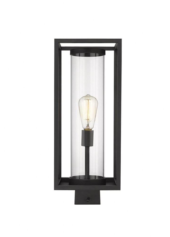 1 Light Outdoor Post Mount Lantern In Industrial Style 8 Inches Wide By 20.25 Inches High-Deep Bronze/Outdoor Brass Finish Z-Lite 584Phms-Dbz-Obs