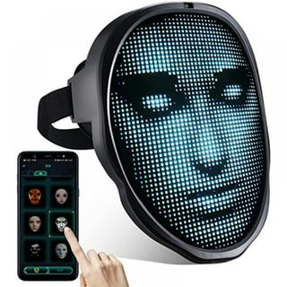 LED Halloween Mask, Costume for Adults, Bluetooth Face Mask, Cosplay Light Up, Digital Face Transforming, Glowy Zoey, Programmable, for Halloween