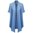thumbnail image 3 of FashionOutfit Women's Solid Jersey Knit Draped Open Front Short Sleeves Cardigan, 3 of 4