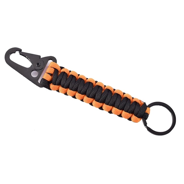Scienceny LLavero de Paracord, mosquetón extraíble para exteriores, llavero de emergencia de supervivencia, cuerda, colgante portátil, cordón Herramientas eléctricas negro y naranja