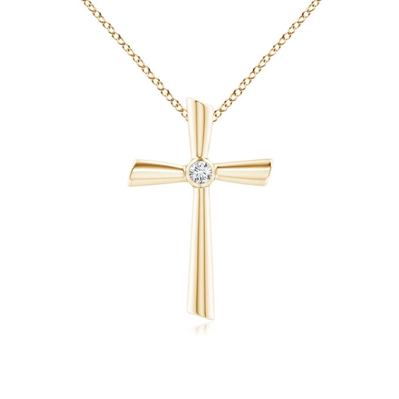 ANGARA Natural Solitaire Diamond Cross Pendant in 14K Yellow Gold for Women (Size-3mm| Color-G| Clarity-VS2) | April Birthstone, Anniversary, Jewelry Gift for Women | Natural Diamond Necklace