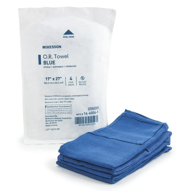 Toallas desechables estériles McKesson OR Blue, 43 x 69 cm, 80 unidades