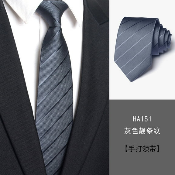 Yongchuantie Men's Dark Gray Striped Solid Color Tie 8CM Wide Version Tie Gift Box