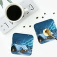 thumbnail image 5 of Pofeuu Mountain Cottage In Snow Print Leather Coasters Set of 6, Round Cups Mugs Mat Pad for Home Kitchen Heat Resistant Drink Coasters,Square, 5 of 7