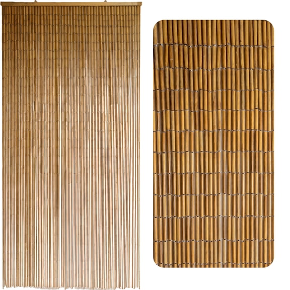 Vietbud Decor Natural Bamboo Beaded Curtain 35.4" x 78.7" – 90-Strand Beaded Curtain for Japandi & Wabi Sabi Entryways, Hallways & Closet Dividers – Eco Texture & Hanging Hook Included