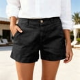 thumbnail image 2 of Tfken High Waisted Shorts Women Stretch Lose Wide-Leg Cargo Shorts With Pockets Button Short Pants Lightweight Summer Ladies Comfortable Clothes Black, 2 of 7