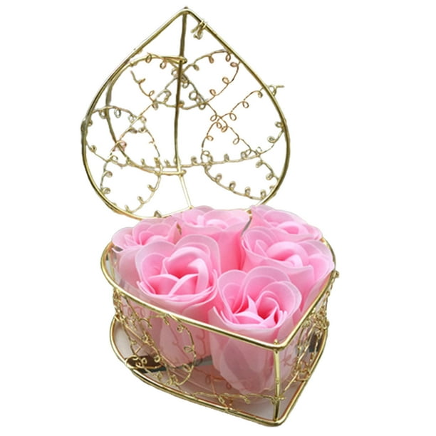 Caja de regalo con 6 rosas de jabón, jabón de imitación, regalo de cumpleaños para San Valentín, jabón de pétalos de rosa hecho a mano, set de regalo de lujo, tamaño de viaje, para