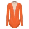 thumbnail image 3 of Zaldita Womens Glittery Gymnastics Latin Dance Leotard Sheer Mesh Keyhole Ballet Bodysuits Top Orange XXL, 3 of 6