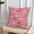 thumbnail image 6 of Throw Pillow Covers, Abstract Cute Cat Face Pink Soft Square Pillow Cases with Invisible Zipper for Couch Bed Sofa, Farmhouse Fall Home Decor 16"x16", 6 of 7