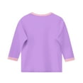 thumbnail image 4 of Piuwrlz Children Girls 3/4 Sleeve T-Shirts Summer Round Neck Casual Sweatshirts Solid Color Round Neck Shirt Tops Purple Size 11 Years, 4 of 6
