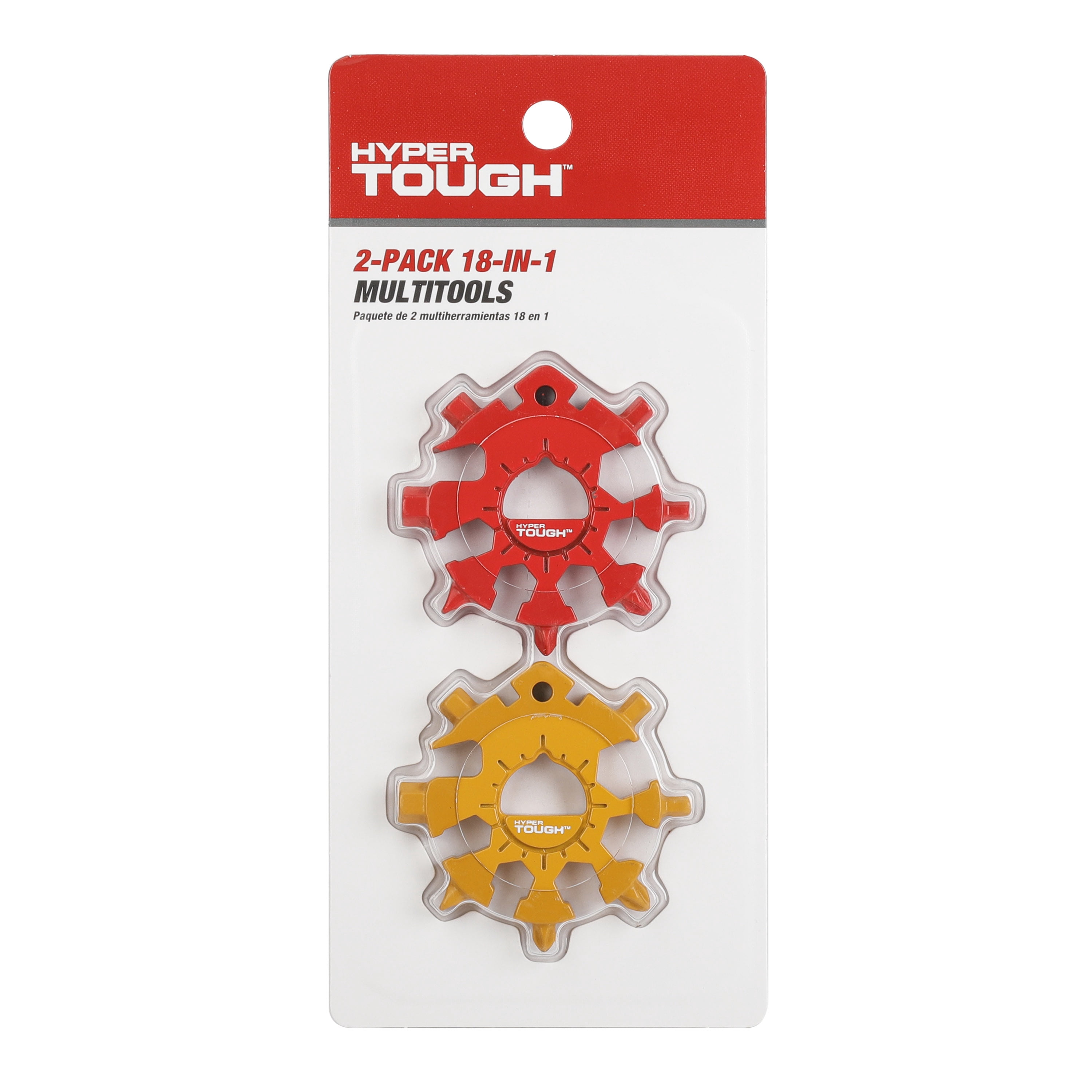 Hyper Tough 2-Pack 18-in-1 Snowflake Shape Multitool, Red and Yellow, Model 42198