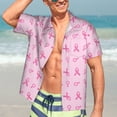 thumbnail image 5 of KLL Men's Hawaiian Shirt Short Sleeve Button Down Beach Shirts-Breast Cancer Awareness 1, 5 of 5