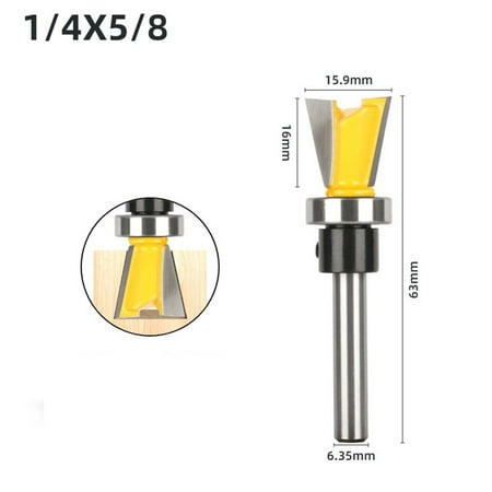 

1/4Inch Shank Carbide Dovetail Router Bit With Bottom Bearing Woodworking Cutter