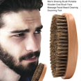 thumbnail image 3 of Mens Round Wood Handle Boar Hair Bristle Beard Mustache Brush Comb Palm, 3 of 5