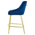 thumbnail image 6 of Counter Stool Chair, Blue Navy, Velvet, Modern Contemporary, Mid Century Bar Pub Cafe Bistro Hotel Lounge Dining Kitchen, 6 of 8