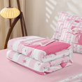 thumbnail image 5 of Homewish Girls Bowknot Letter T Zipper Full Size Comforter Sets with Fitted Sheet and 2 Pillowcases,Kawaii Polka Dots Pink Bow Stars Print Kids Zipper Bedding Set,Pink Reversible,4-Piece, 5 of 7