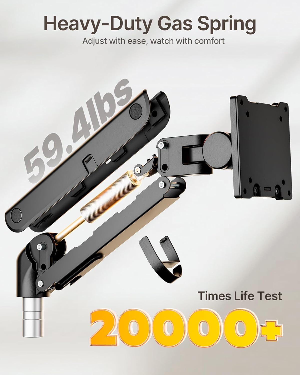 monTEK Dual Monitor Arm for 17–57 in Ultrawide Screens, Heavy Duty Gas Spring Desk Mount Holds 59.4 lb per Screen, Vertical Stackable Adjustable Stand, VESA 75x75/100x100, Clamp & Grommet, Black
