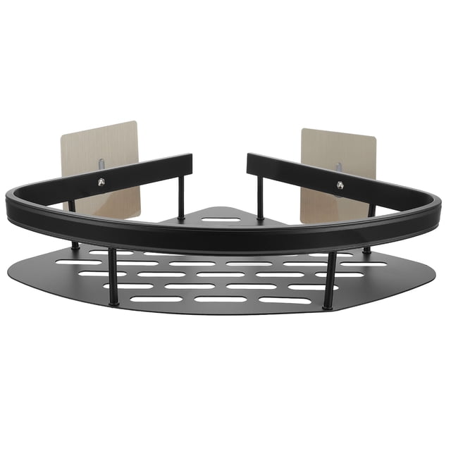 Black Aluminum Alloy Corner Shower Shelf for Home Use Multifunctional Bathroom Rack 7.9 Inches