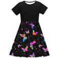 thumbnail image 7 of Pounoo New Dresses For Girls Leisure Print Short Sleeve Casual Dresses Round Neck Knee Length Dress Quick Drying Kids Dresses Girls 4-16, 7 of 7