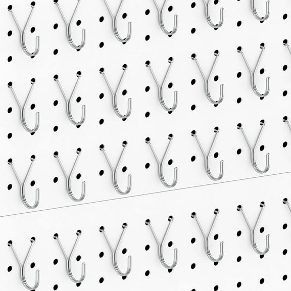 HUHOLE Pegboard Hooks, J-Hook, 1 inch Silver Steel Pegs 40 Pack, Fit 1/8”, 3/16” Peg Boards, Galvanized Finish