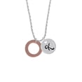 thumbnail image 2 of Delight Jewelry Acrylic 7/8" Ring Rose Goldtone Silvertone Script Initial Disc - K - Charm Necklace, 20"+3", 2 of 4