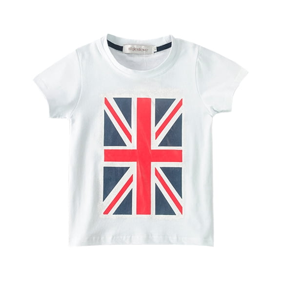 StylesILove Children American UK Flag Boy Tee Shirt (6-7 Years, UK Flag White)