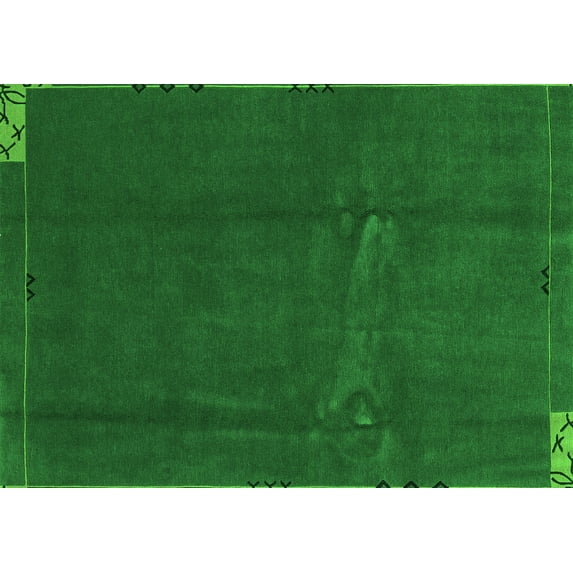 Ahgly Company Indoor Rectangle Abstract Green Modern Area Rugs, 7' x 10'