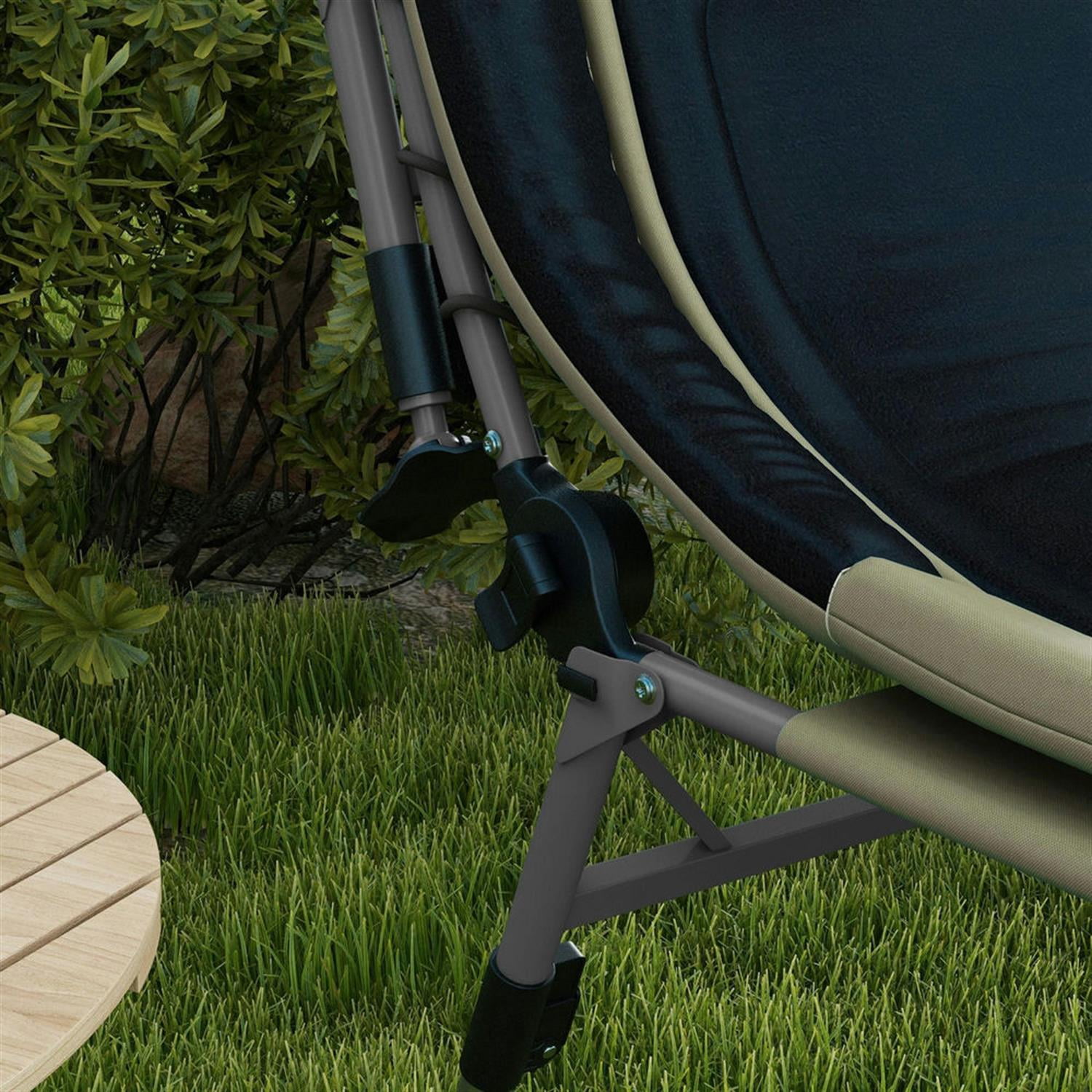 Demi Bonn Heavy Duty Camping Cot, Outdoor Portable Folding Bed with Comfortable Padded Cushion, 180° Reclining Backrest, 400 lbs Weight Limit, Green