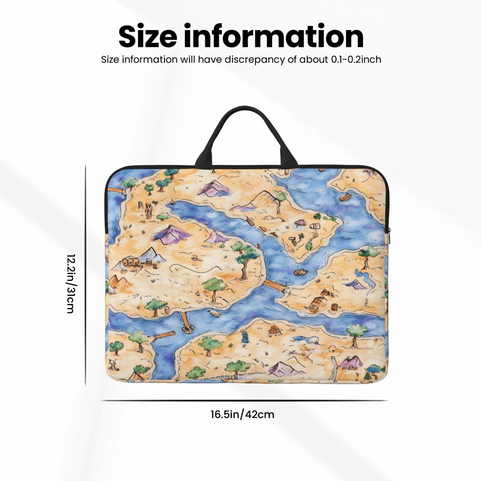Laptop Sleeve Bag For Women Men 14inch Waterproof Durable Protective Computer Carrying Cover Handle Laptop Case Bag Game Map