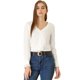 thumbnail image 1 of Allegra K Top de manga larga transparente con cuello en V y panel de encaje para mujer blanco XL Unique Bargains Blusa, 1 of 6
