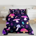thumbnail image 2 of Homewish Multicolor Mushroom Full Size Comforter Sets,Rustic Planet Bedding Comforter Set,Purple Pink Black Bedding Sets For Girls Kids,Super Cozy Room Decor Reversible,3-Piece, 2 of 8