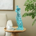 thumbnail image 2 of 6" x 18" Light Blue Resin Tinted Woman Sculpture, by DecMode, 2 of 9
