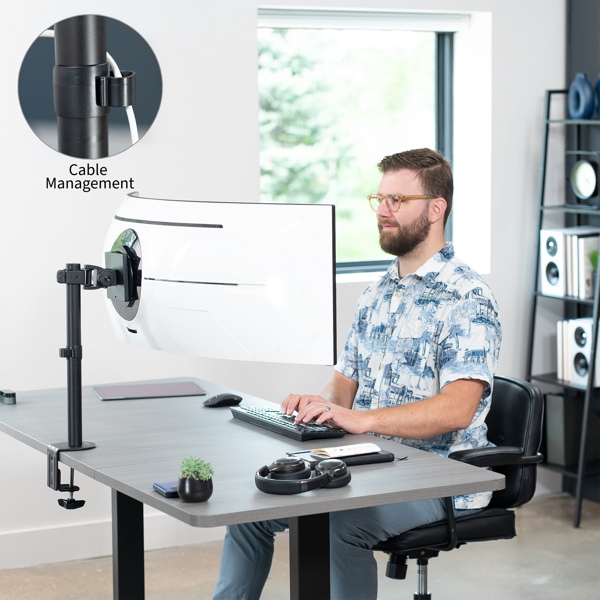 VIVO Single Ultrawide Monitor Desk Mount, Adjustable Stand for Screens up to 49"