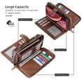 thumbnail image 4 of Dteck Wallet Case for iPhone 12 Pro / iPhone 12 6.1-inch, 2 in 1 Magnetic Detachable Wallet Purse [Crossbody Chain] Durable PU Leather Zipper Handbag Folio Flip Card Slot Protection Back Cover, Brown, 4 of 9