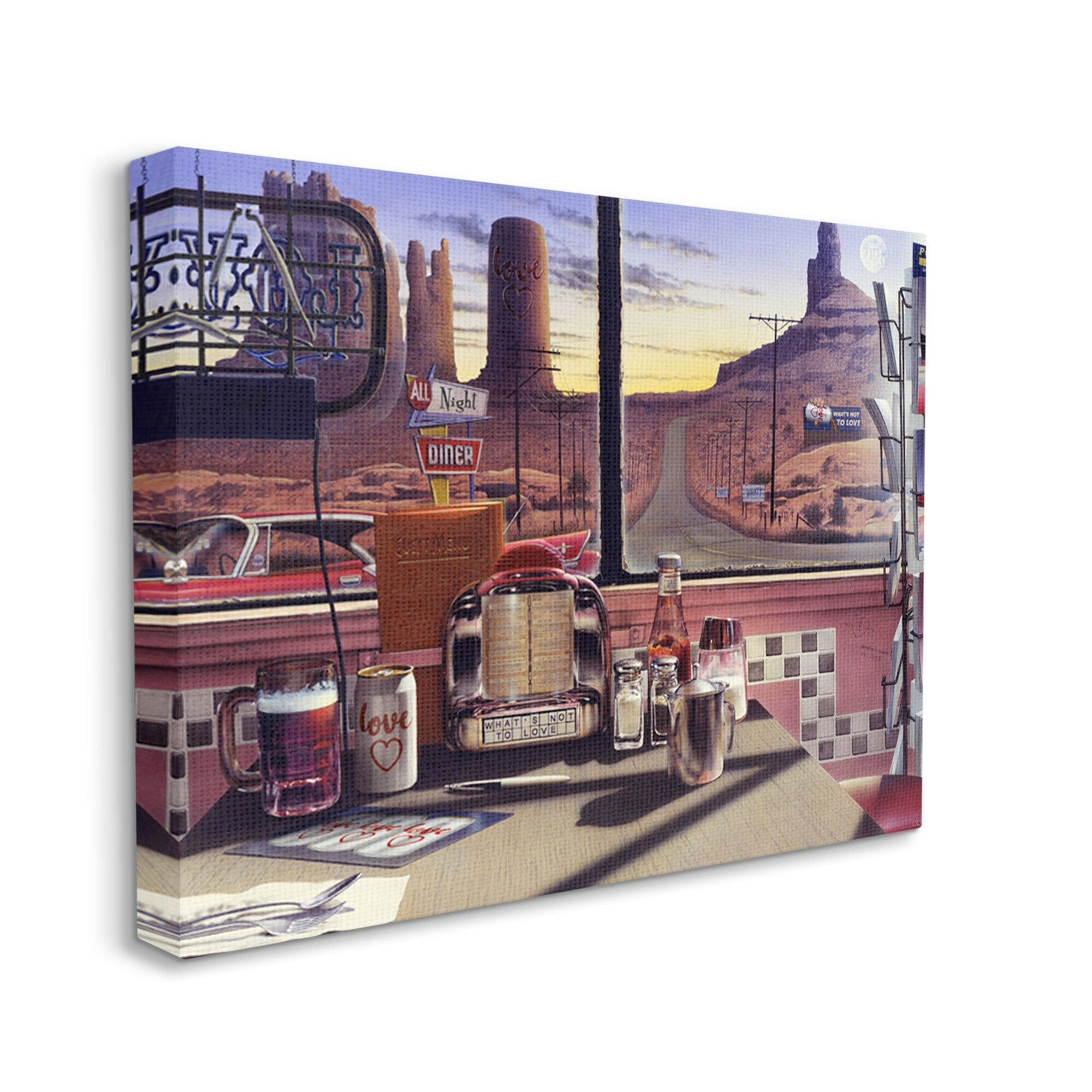 Stupell Industries Quirky Canyon Diner Surreal Scenery Postcards Table Canvas Wall Art, 30 x 24, Design by Jadei Graphics