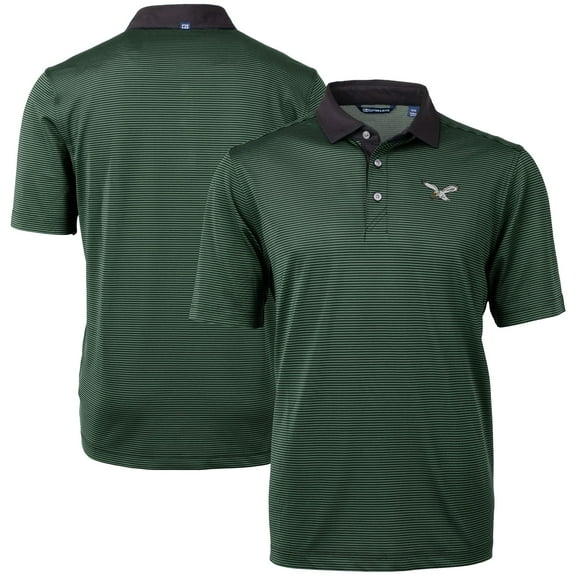 Men's Cutter & Buck Hunter Green/Black Philadelphia Eagles Virtue Eco Pique Micro Stripe Recycled Polo