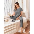 thumbnail image 5 of Ekouaer Cotton Pajamas Sets Short Sleeve T-Shirt Top and Long Pants Pj Sets Soft Pjs Sleepwear Loungewear for Women, 5 of 6