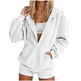 thumbnail image 2 of Sevevn Women’s Corduroy Zip Up Hoodie Casual Oversized Ribbed Jacket Long Sleeve Drawstring Hooded Sweatshirt with Pockets Lightweight Fall Outerwear Coat White XL, 2 of 7