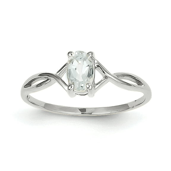 14k White Gold Aquamarine Birthstone Ring