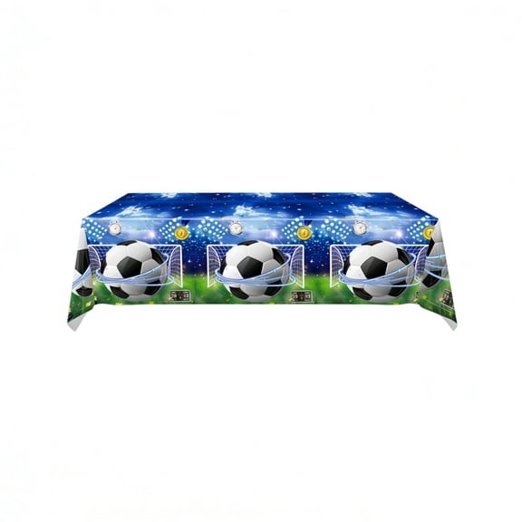 Soccer Tablecloth Disposable Party Table Cloth, Large Size 54 x 108 Inch Rectangular Soccer Tablecloth Plastic Table Cover for Men Birthday Party Decorations for Sports Fan Event Party Supplies