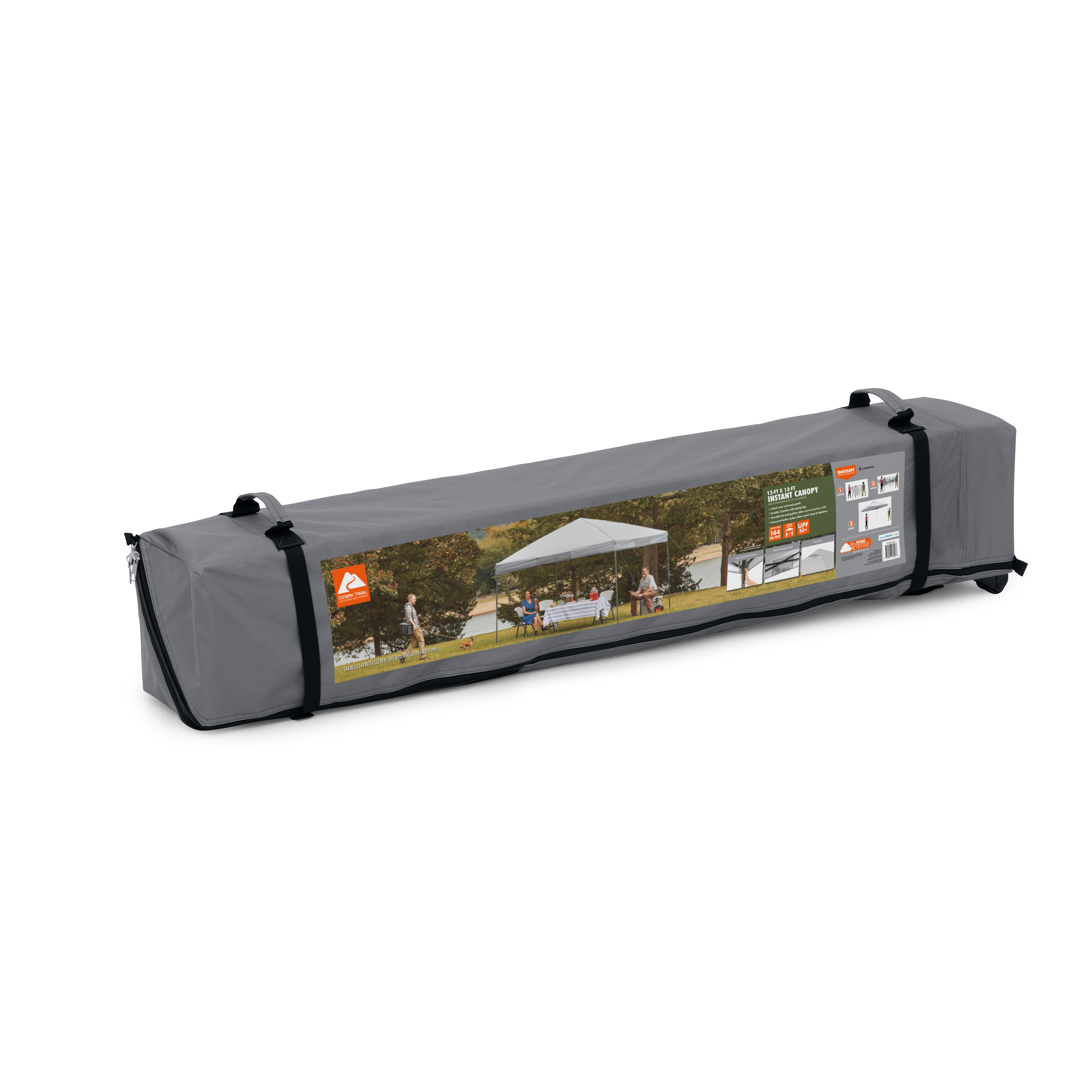 Dosel de Camping Instantáneo Ozark Trail de 12 pies x 12 pies, Patas Rectas, Gris 5