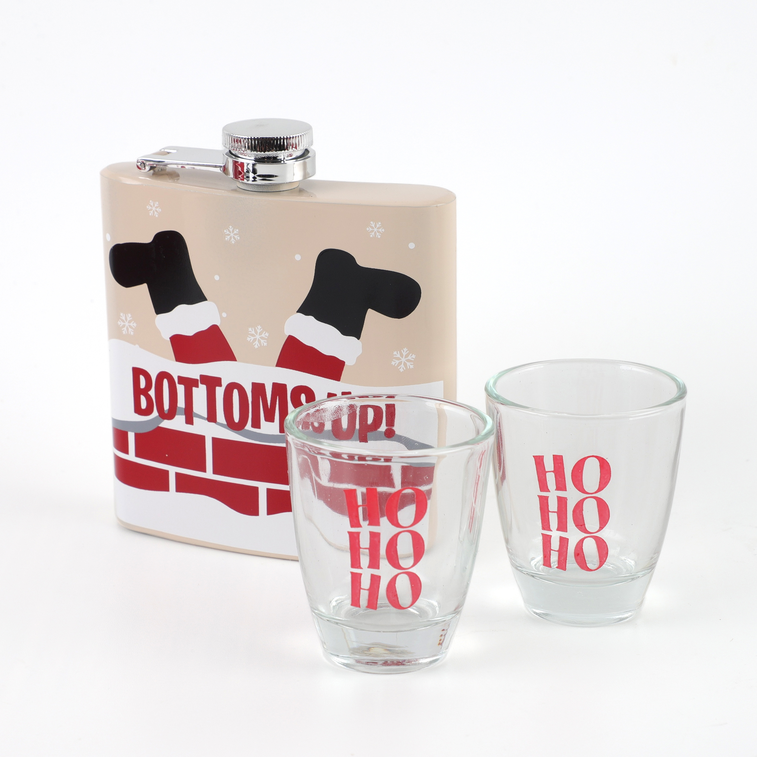 CWC 3PC HIP FLASK &HOT GLASSES