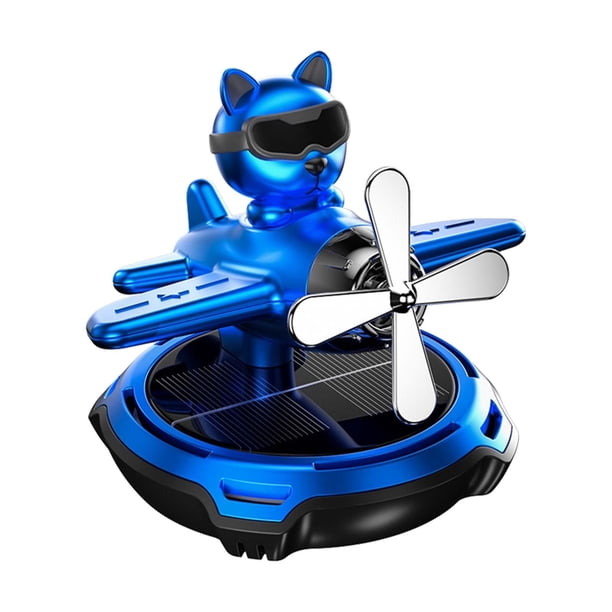 Difusor solar giratorio para coche, modelo de avión, adorno de aceite esencial Perro azul