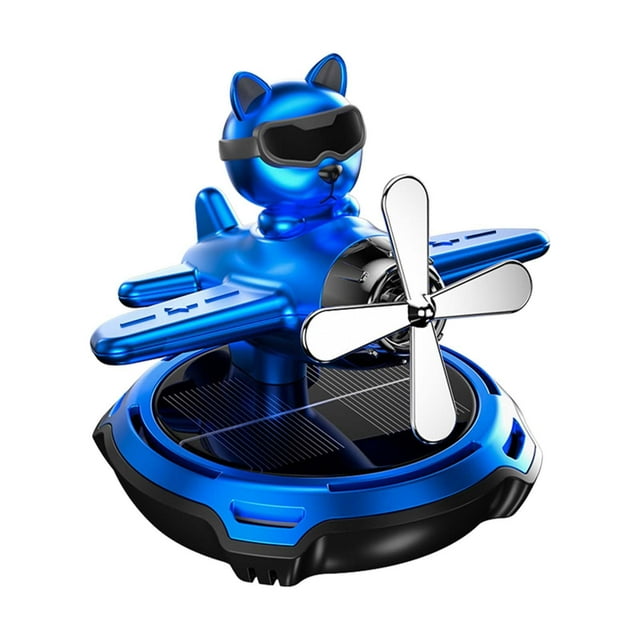 Difusor solar para coche, ambientador con fragancia de avión, adorno giratorio para helicóptero. Perro azul