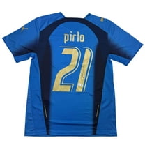 Autographed/Signed Andrea Pirlo Italy Blue Soccer Futbol Jersey Beckett BAS COA