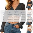 thumbnail image 3 of Tqcoqu Women's Long Sleeve Crop Tops,Sheer Mesh V-Neck Ruched Front Ruffle Cuff Tops,White Women's S-XXL, 3 of 5