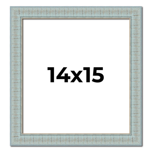 14x15 Frame Blue Teal Distressed Solid Wood Picture Frame | 1.625 Inch Moulding Width | Sonoma Blue